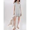 image:imageFlygo Womens Polo Dress Summer Short Sleeve Ruffle T Shirt Dress  V Neck Lapel Henley Collar Three Button Placket Soft Pique Fabric Short Mini Tunic Dress Preppy Golf Tennis ActivewearGrey