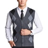 image:imageFlygo Mens Wool Button Front Argyle V Neck Sweater Vest Small Dark Grey