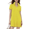 image:imageFlygo Womens Polo Dress Summer Short Sleeve Ruffle T Shirt Dress  V Neck Lapel Henley Collar Three Button Placket Soft Pique Fabric Short Mini Tunic Dress Preppy Golf Tennis ActivewearYellow