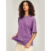 image:imageFlygo 3 Pack Mens Oversized T Shirts Summer Cotton Washed Baggy TeeBlackbeigepurple