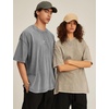 image:imageFlygo 3 Pack Mens Oversized T Shirts Summer Cotton Washed Baggy TeeBlackgreylightkhaki