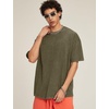 image:imageFlygo 3 Pack Mens Oversized T Shirts Summer Cotton Washed Baggy TeeBlackgreyolivegreen