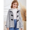 image:imageFlygo Girls Fleece Jacket Sherpa Lined Hoodie Horn Button Duffle CoatLight Grey