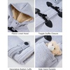 image:imageFlygo Girls Fleece Jacket Sherpa Lined Hoodie Horn Button Duffle CoatLight Grey