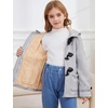 image:imageFlygo Girls Fleece Jacket Sherpa Lined Hoodie Horn Button Duffle CoatLight Grey