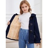 image:imageFlygo Girls Fleece Jacket Sherpa Lined Hoodie Horn Button Duffle CoatNavy