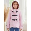image:imageFlygo Girls Fleece Jacket Sherpa Lined Hoodie Horn Button Duffle CoatPink