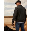 image:imageFlygo Mens Flannel Lined Denim Jacket Snap Cowboy Cut Trucker CoatBlack