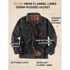 image:imageFlygo Mens Flannel Lined Denim Jacket Snap Cowboy Cut Trucker CoatBlack