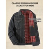 image:imageFlygo Mens Flannel Lined Denim Jacket Snap Cowboy Cut Trucker CoatBlack