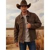 image:imageFlygo Mens Flannel Lined Denim Jacket Snap Cowboy Cut Trucker CoatBrown