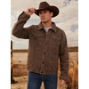 image:imageFlygo Mens Flannel Lined Denim Jacket Snap Cowboy Cut Trucker CoatBrown