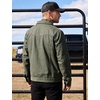 image:imageFlygo Mens Flannel Lined Denim Jacket Snap Cowboy Cut Trucker CoatGreen