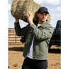 image:imageFlygo Mens Flannel Lined Denim Jacket Snap Cowboy Cut Trucker CoatGreen