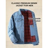 image:imageFlygo Mens Flannel Lined Denim Jacket Snap Cowboy Cut Trucker CoatLightblue