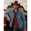 image:imageFlygo Mens Flannel Lined Denim Jacket Snap Cowboy Cut Trucker CoatLightblue