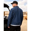 image:imageFlygo Mens Flannel Lined Denim Jacket Snap Cowboy Cut Trucker CoatNavyblue