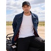 image:imageFlygo Mens Flannel Lined Denim Jacket Snap Cowboy Cut Trucker CoatNavyblue