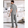 image:imageFlygo Mens Plaid Pajama Sets 2 Piece Button Down Sleepwear with PocketsBlack