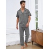 image:imageFlygo Mens Plaid Pajama Sets 2 Piece Button Down Sleepwear with PocketsBlack