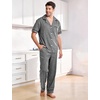 image:imageFlygo Mens Plaid Pajama Sets 2 Piece Button Down Sleepwear with PocketsBlack