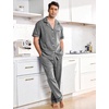 image:imageFlygo Mens Plaid Pajama Sets 2 Piece Button Down Sleepwear with PocketsBlack