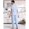 image:imageFlygo Mens Plaid Pajama Sets 2 Piece Button Down Sleepwear with PocketsBlue