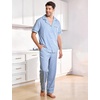 image:imageFlygo Mens Plaid Pajama Sets 2 Piece Button Down Sleepwear with PocketsBlue