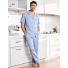 image:imageFlygo Mens Plaid Pajama Sets 2 Piece Button Down Sleepwear with PocketsBlue