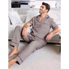 image:imageFlygo Mens Plaid Pajama Sets 2 Piece Button Down Sleepwear with PocketsCoffee
