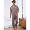 image:imageFlygo Mens Plaid Pajama Sets 2 Piece Button Down Sleepwear with PocketsCoffee