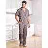 image:imageFlygo Mens Plaid Pajama Sets 2 Piece Button Down Sleepwear with PocketsCoffee