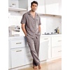 image:imageFlygo Mens Plaid Pajama Sets 2 Piece Button Down Sleepwear with PocketsCoffee