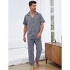 image:imageFlygo Mens Plaid Pajama Sets 2 Piece Button Down Sleepwear with PocketsNavy