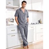 image:imageFlygo Mens Plaid Pajama Sets 2 Piece Button Down Sleepwear with PocketsNavy