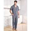 image:imageFlygo Mens Plaid Pajama Sets 2 Piece Button Down Sleepwear with PocketsNavy