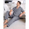 image:imageFlygo Mens Plaid Pajama Sets 2 Piece Button Down Sleepwear with PocketsNavy