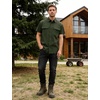 image:imageFlygo Mens Short Sleeve Work Shirts Cotton Button Down Shirt PocketsArmy Green