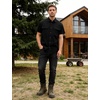 image:imageFlygo Mens Short Sleeve Work Shirts Cotton Button Down Shirt PocketsBlack