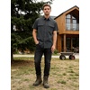image:imageFlygo Mens Short Sleeve Work Shirts Cotton Button Down Shirt PocketsDark Grey