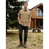image:imageFlygo Mens Short Sleeve Work Shirts Cotton Button Down Shirt PocketsKhaki