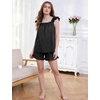 image:imageFlygo Pajamas for Women 2 Piece Cotton Ruffle Tank Top and ShortsBlack