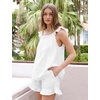 image:imageFlygo Pajamas for Women 2 Piece Cotton Ruffle Tank Top and ShortsWhite