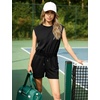 image:imageFlygo Rompers for Women Summer Cap Sleeve One Piece Short JumpsuitBlack