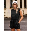 image:imageFlygo Rompers for Women Summer Cap Sleeve One Piece Short JumpsuitBlack