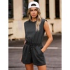 image:imageFlygo Rompers for Women Summer Cap Sleeve One Piece Short JumpsuitDarkgrey
