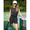 image:imageFlygo Rompers for Women Summer Cap Sleeve One Piece Short JumpsuitDarkgrey