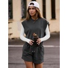 image:imageFlygo Rompers for Women Summer Cap Sleeve One Piece Short JumpsuitDarkgrey