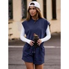 image:imageFlygo Rompers for Women Summer Cap Sleeve One Piece Short JumpsuitNavyblue