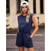 image:imageFlygo Rompers for Women Summer Cap Sleeve One Piece Short JumpsuitNavyblue
